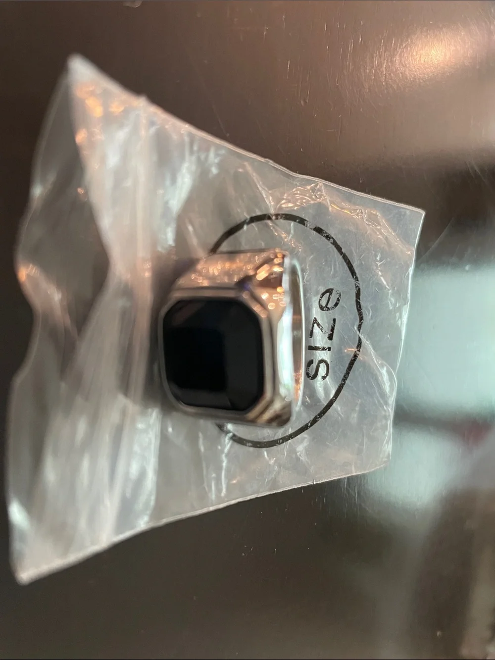 Silver Black Face Signet Ring Smart Accessory